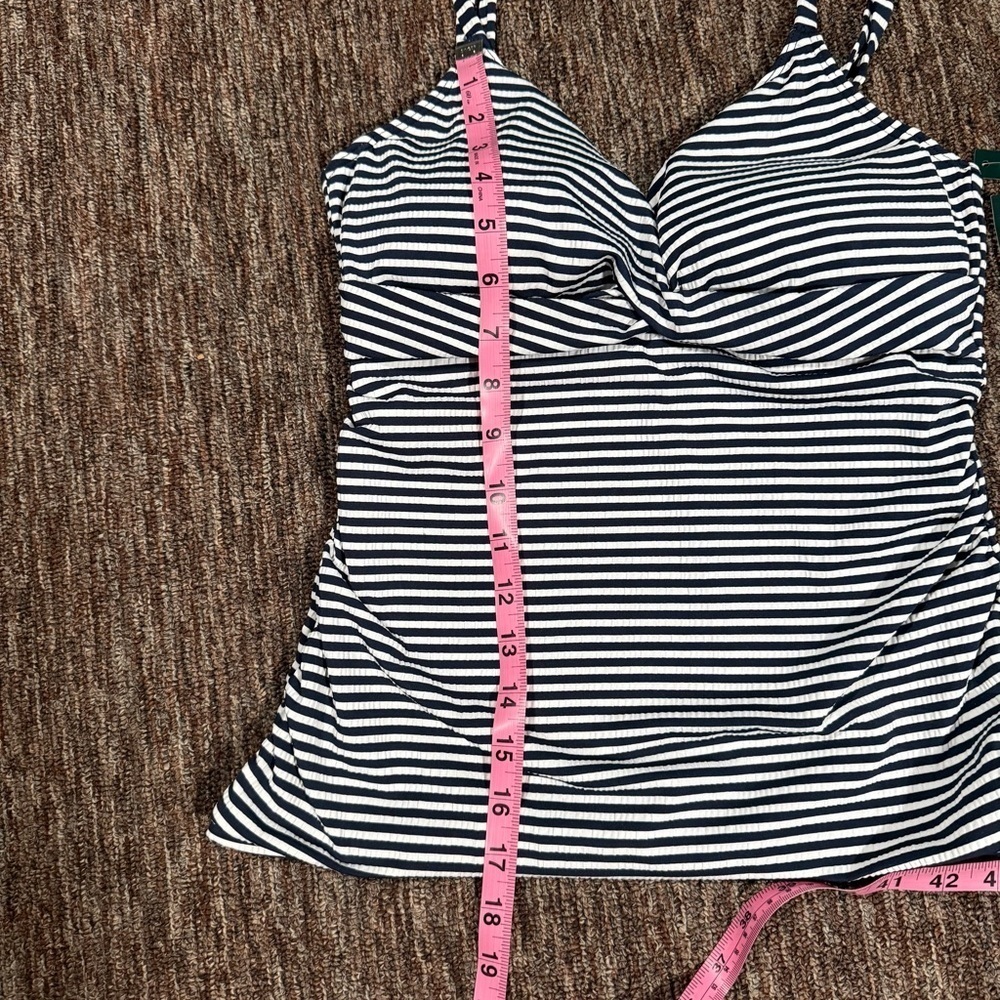 NWT Ralph Lauren Textured Stripe Underwire Surplice Tankini Top Fisherman 10 - Picture 6 of 12
